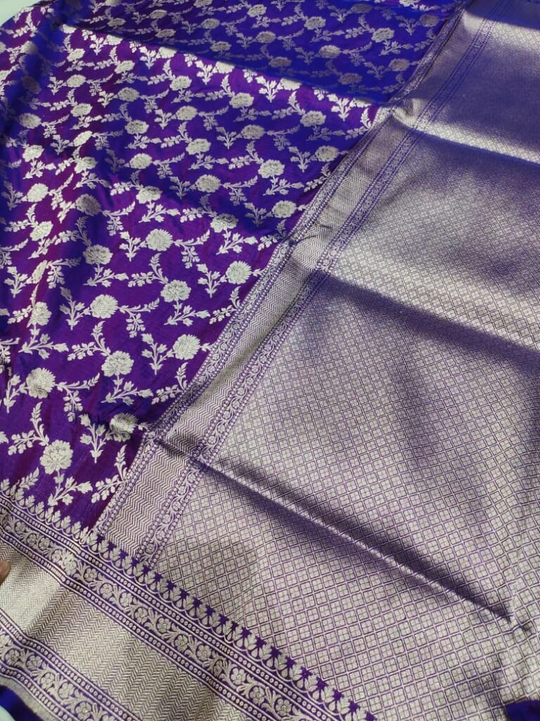 Handwoven Pure Banarasi Mashru Satin Silk Saree