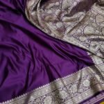 Pure Hanloom Satin Silk Plain Border Saree