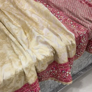 Rani Banarasi Border Hand Embroidery Saree