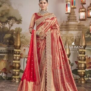 “Pure Kanjivaram Silk Saree in Royal Red & Rani Shades With Silk Dupatta"