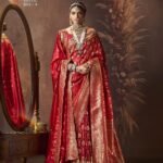 Pure katan silk bridal saree with heavy dupata and fully saroski and stone work !