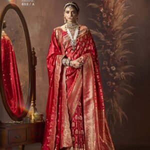Pure katan silk bridal saree with heavy dupata and fully saroski and stone work !