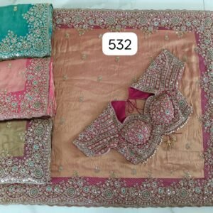 Pure tissue kanjivarm silk saree with fully handwork & stitched blouse !