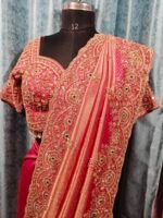 Designer luxury bridal silk sare bye with readymade heavy hand embroidery blouse - Image 18