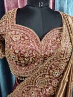 Designer luxury bridal silk sare bye with readymade heavy hand embroidery blouse - Image 16