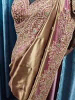 Designer luxury bridal silk sare bye with readymade heavy hand embroidery blouse - Image 13