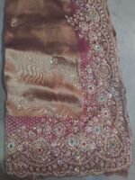 Designer luxury bridal silk sare bye with readymade heavy hand embroidery blouse - Image 7
