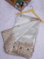 cream pure kanjivaram silk saree with heavy embroidery x stone work - Image 5