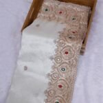 cream pure kanjivaram silk saree with heavy embroidery x stone work