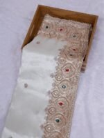 cream pure kanjivaram silk saree with heavy embroidery x stone work