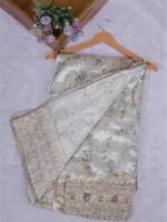 cream kanjivaram silk saree with heavy embroidery work x readymade blouse l - Image 2