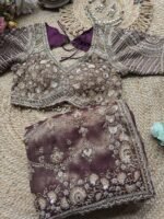 Luxury Bridal Saree with heavy embroidery work x readymade blouse - Image 6