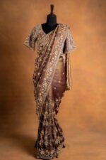 Luxury Bridal Saree with heavy embroidery work x readymade blouse