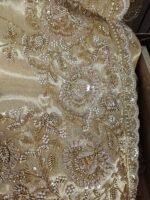 Golden bridal hand embroidery work saree with readymade blouse - Image 8