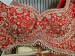 Golden bridal hand embroidery work saree with readymade blouse - Image 7