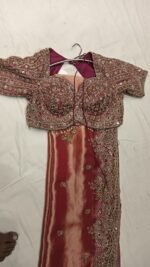 Designer luxury bridal silk sare bye with readymade heavy hand embroidery blouse - Image 4